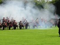 The smoke of Royalist musket fire